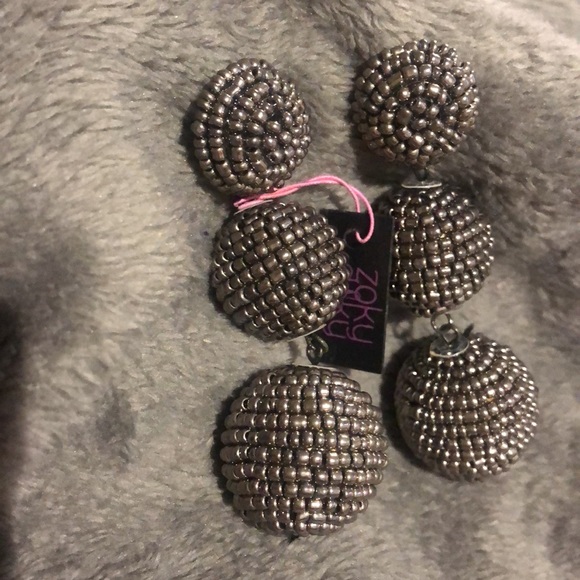 Dark Silver Trio Earrings-NWT - Picture 3 of 5